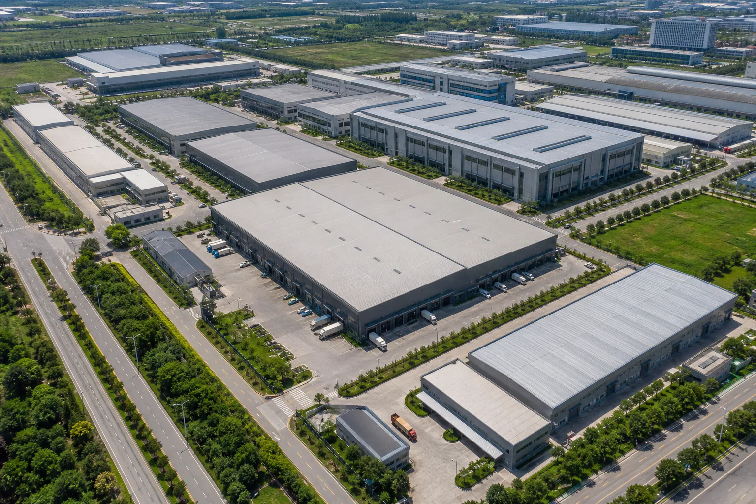 Aerial view of manufacturing campus